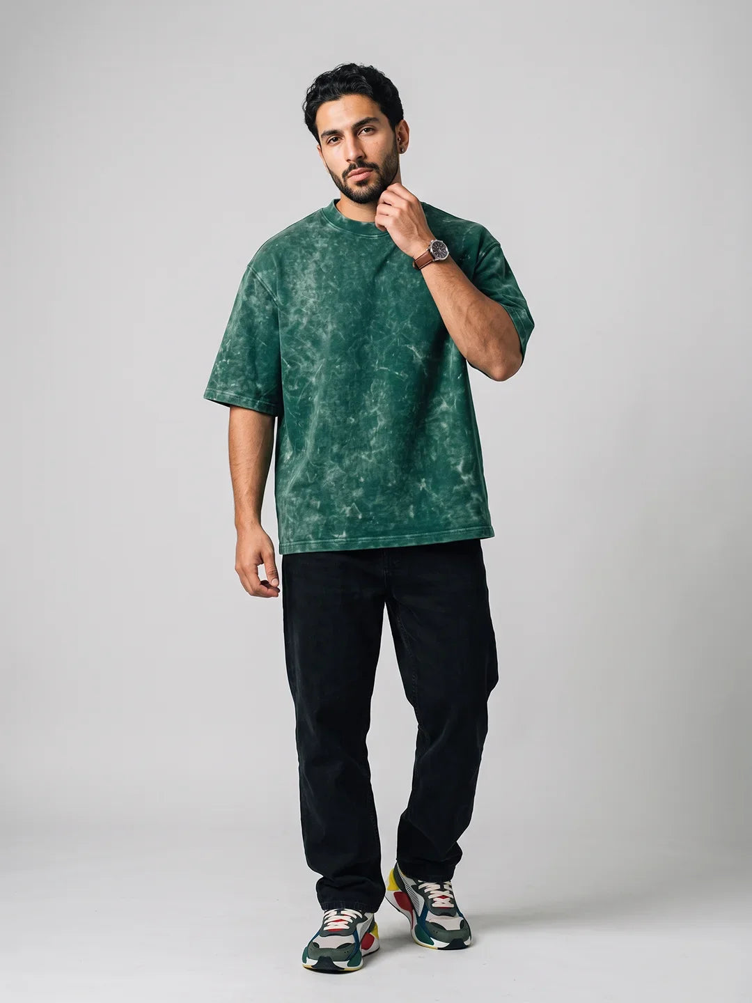 Optic / Acid Wash Tee - Bottle Green
