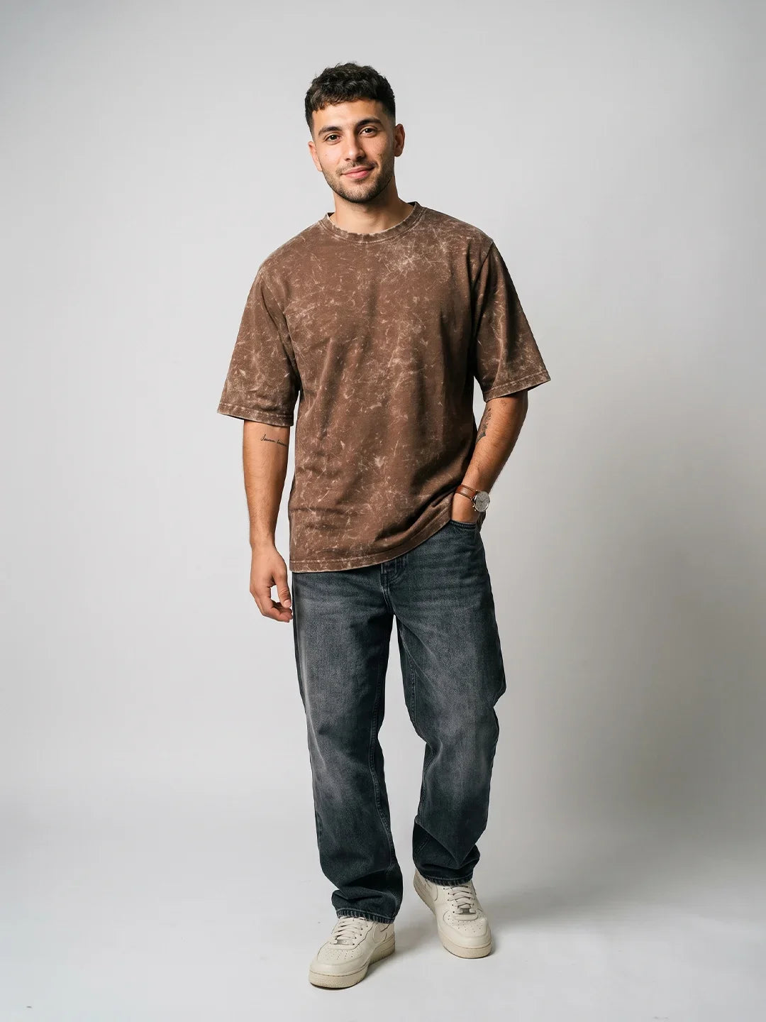 Optic / Acid Wash Tee - Brown