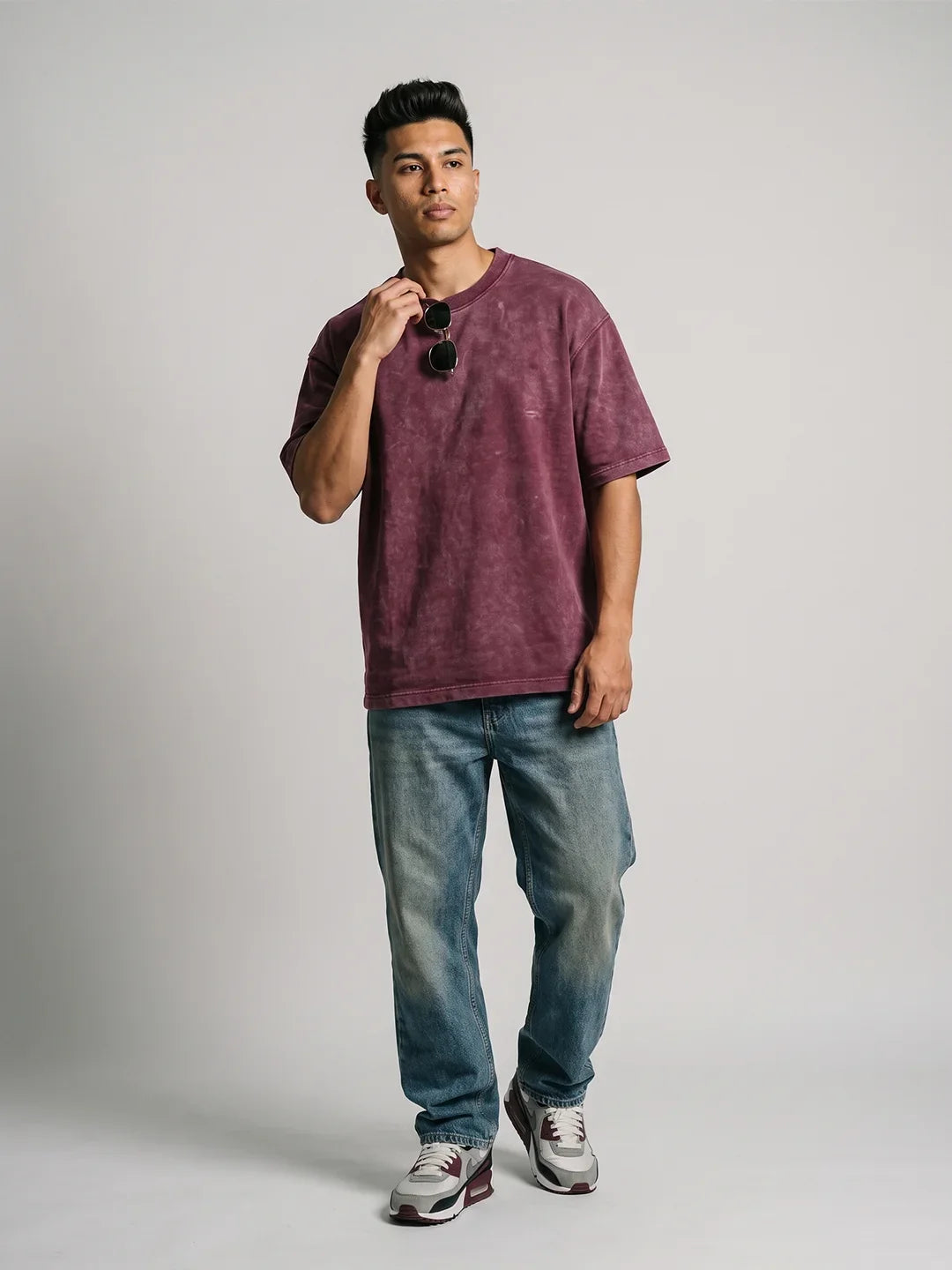 Optic / Acid Wash Tee - Maroon