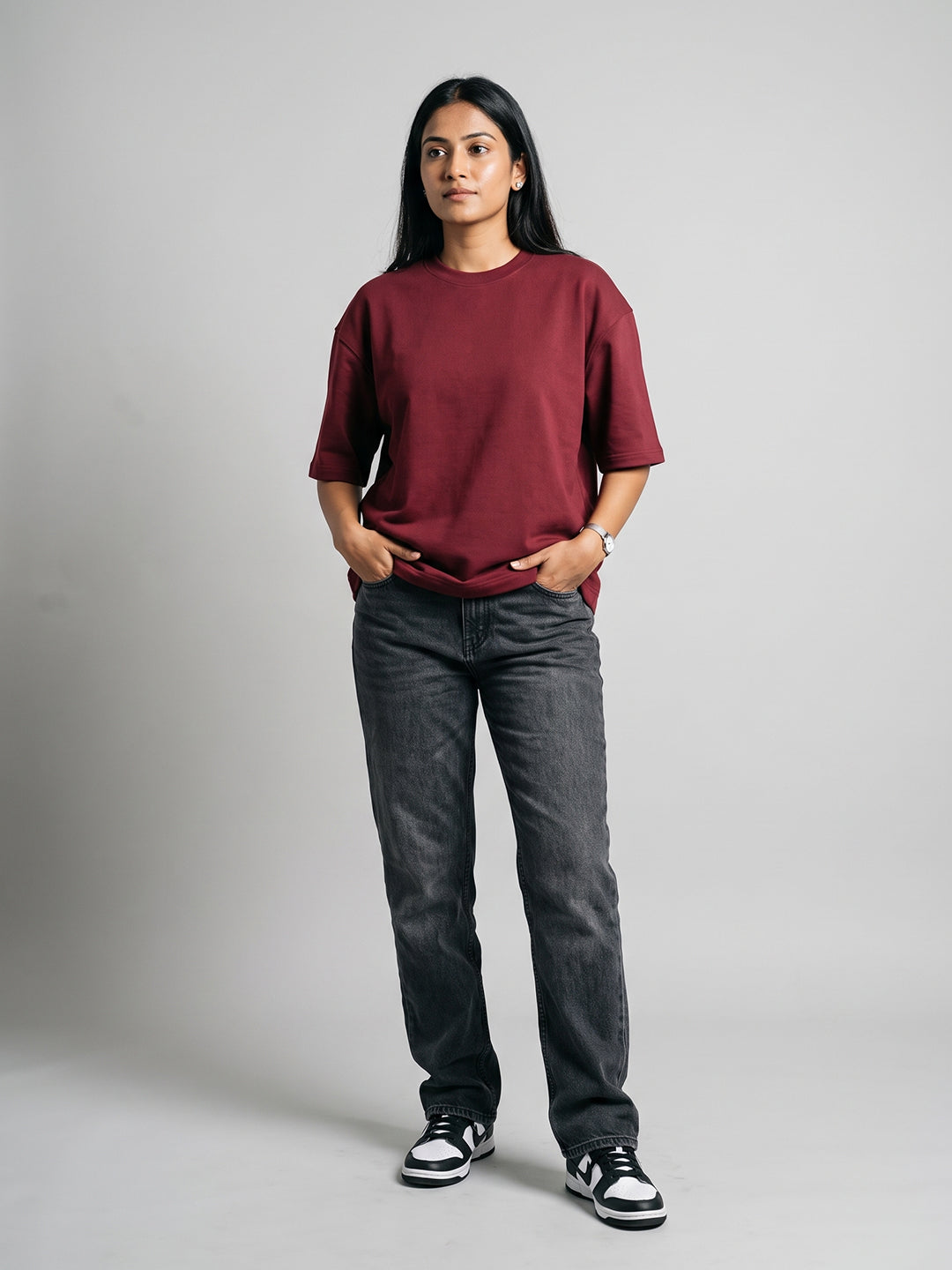 Women's Oversized Tee - Maroon