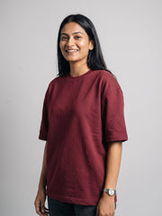 Women's Oversized Tee - Maroon