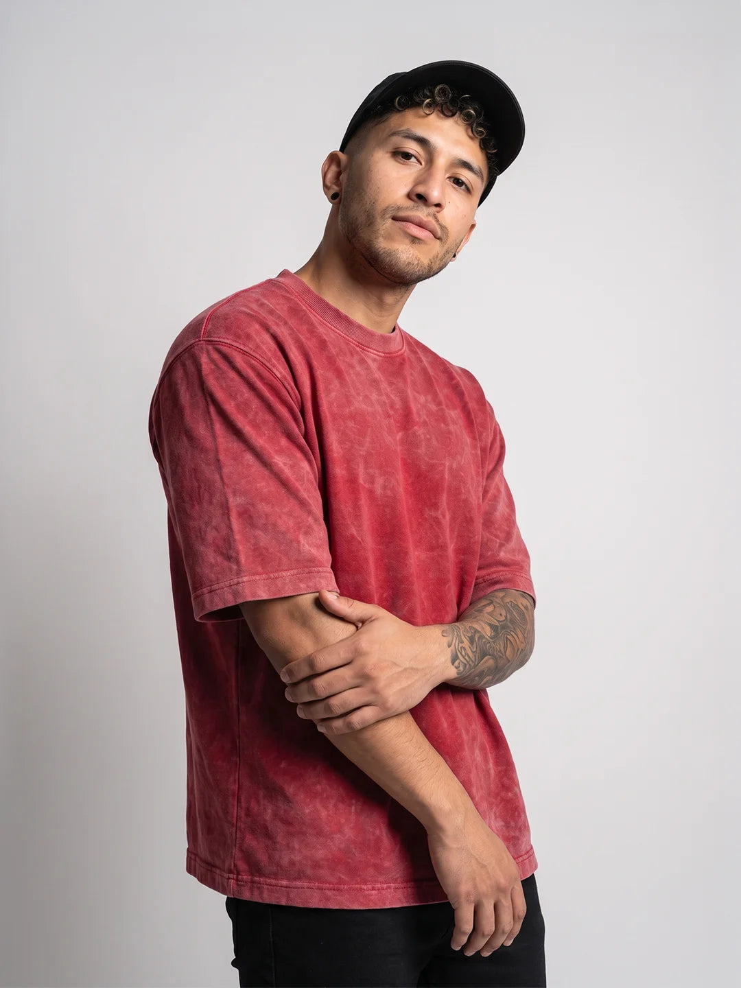Optic / Acid Wash Tee - Red
