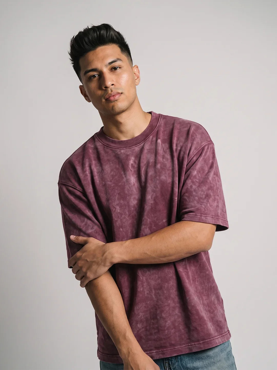 Optic / Acid Wash Tee - Maroon